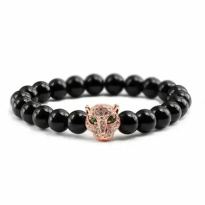 Bracelet Bouddhiste avec Tête de Léopard