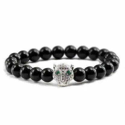 Bracelet Bouddhiste avec Tête de Léopard