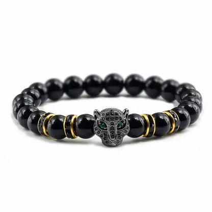 Bracelet Bouddhiste avec Tête de Léopard