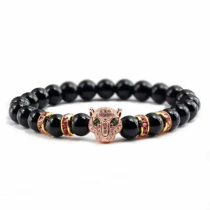 Bracelet Bouddhiste avec Tête de Léopard