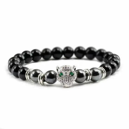 Bracelet Bouddhiste avec Tête de Léopard