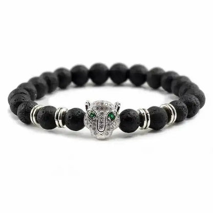 Bracelet Bouddhiste avec Tête de Léopard
