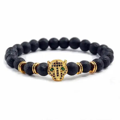 Bracelet Bouddhiste avec Tête de Léopard