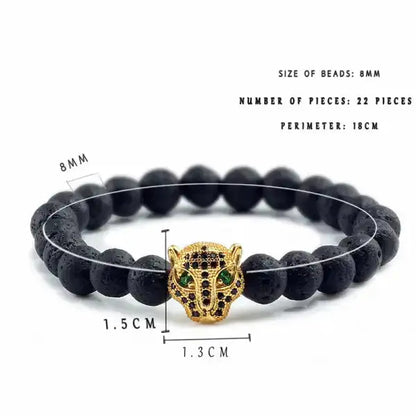 Bracelet Bouddhiste avec Tête de Léopard
