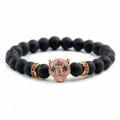 Bracelet Bouddhiste avec Tête de Léopard