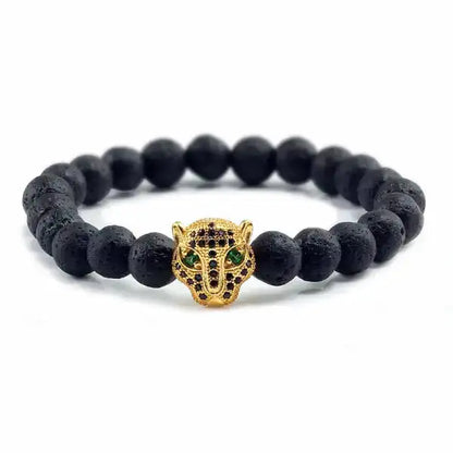 Bracelet Bouddhiste avec Tête de Léopard