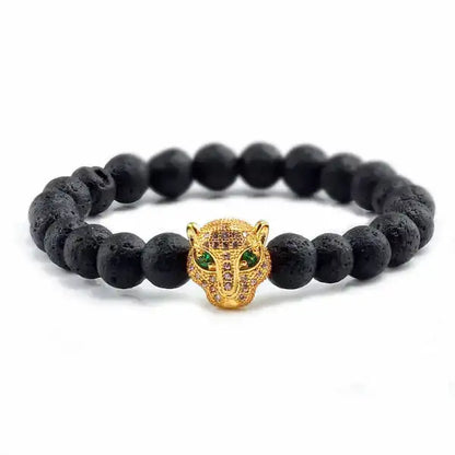 Bracelet Bouddhiste avec Tête de Léopard