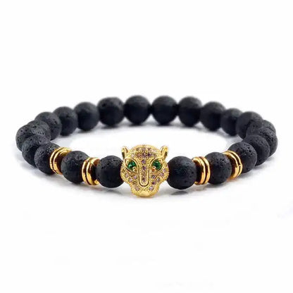 Bracelet Bouddhiste avec Tête de Léopard