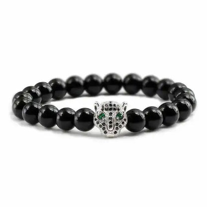 Bracelet Bouddhiste avec Tête de Léopard