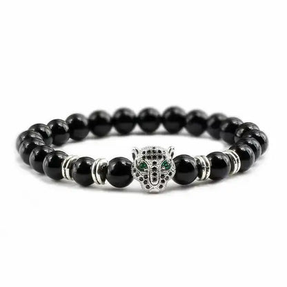 Bracelet Bouddhiste avec Tête de Léopard