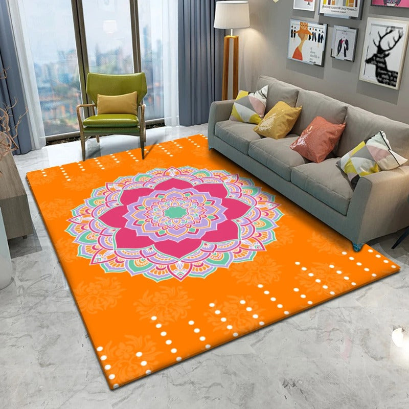 Tapis-Motif-Mandala-orange-rose