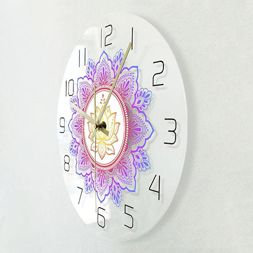 Horloge-Murale-avec-Mandala-et-Lotus