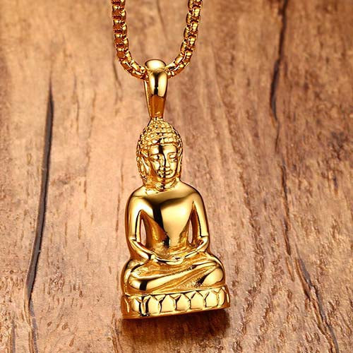 Pendentif-Bouddha-Thaïlandais-Plaque-Or