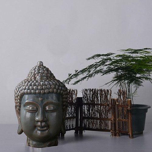 Sculpture-Tête-Bouddha-Céramique