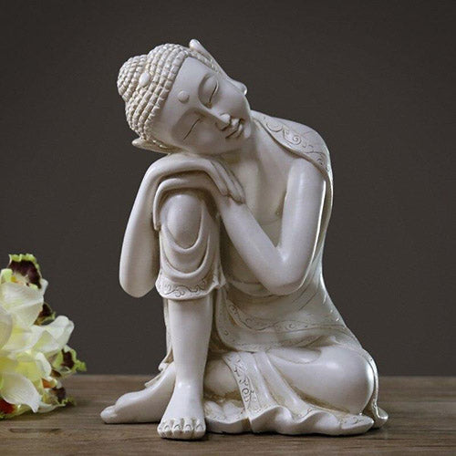 Statue-Blanche-Bouddha-Assis