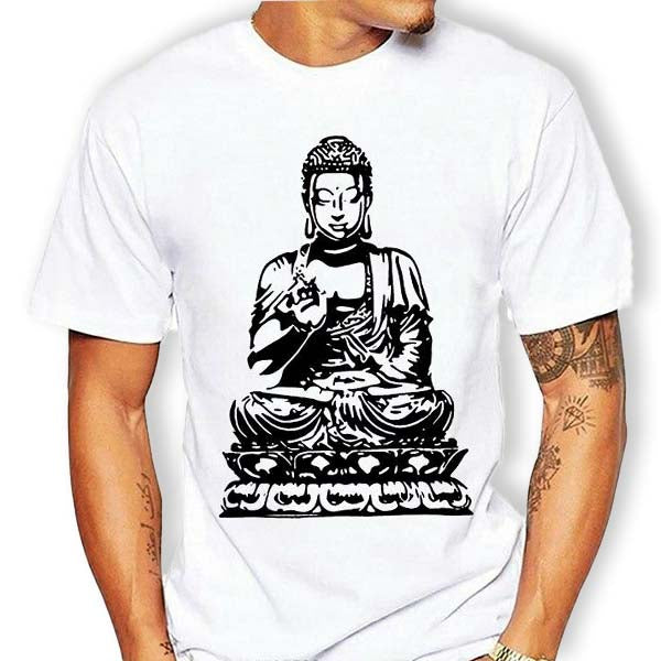 T-Shirt-Blanc-Avec-Bouddha