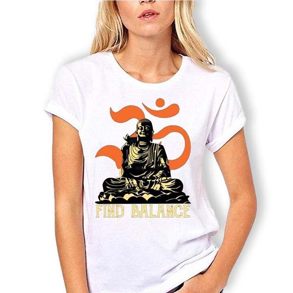    T-Shirt-Blanc-Femme-avec-Bouddha