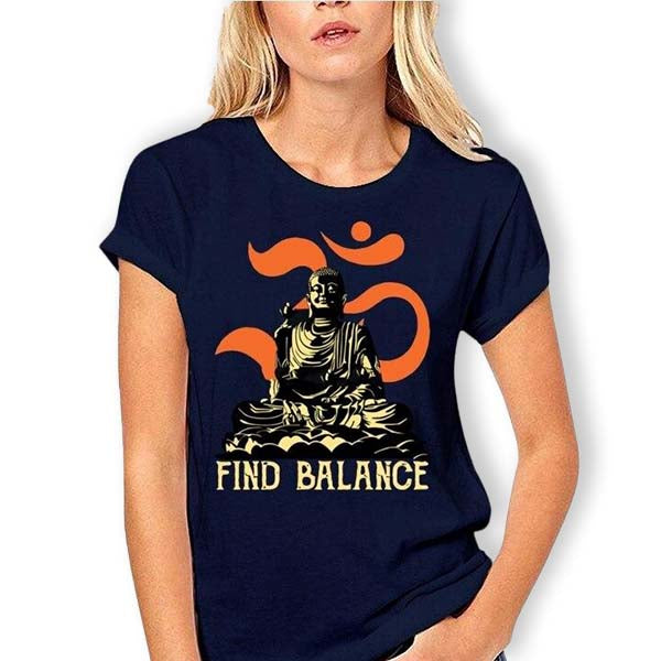    T-Shirt-Bleu-Femme-avec-Bouddha