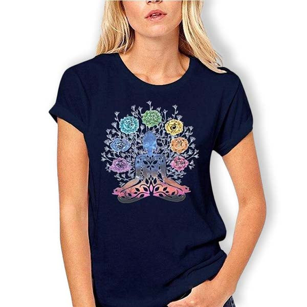 T-Shirt-Bleu-Yoga-Chakra
