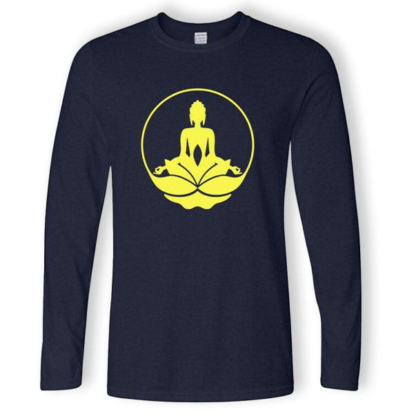    T-Shirt-Bouddhiste-Manches-Longues-Bleu-et-Jaune