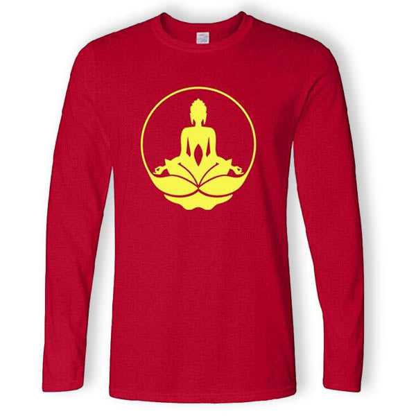 T-Shirt-Bouddhiste-Manches-Longues-Rouge-et-Jaune