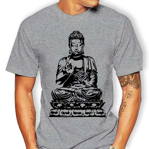    T-Shirt-Gris-Avec-Bouddha