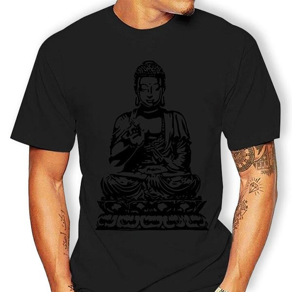 T-Shirt-Noir-Avec-Bouddha