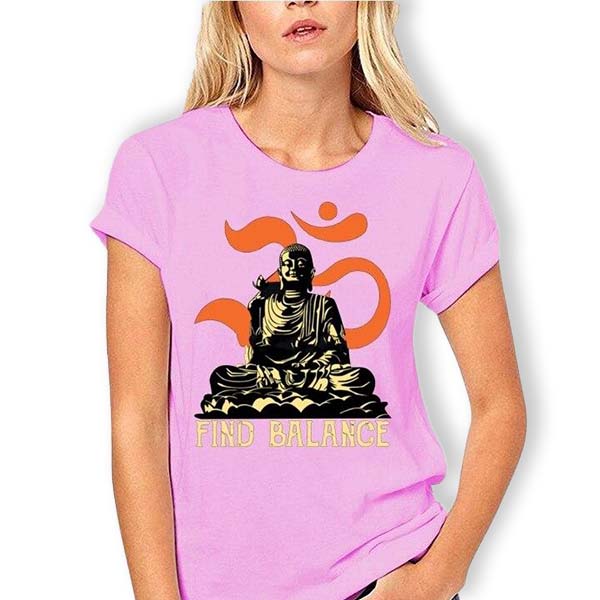 T-Shirt-Rose-Femme-avec-Bouddha