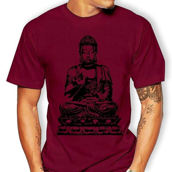    T-Shirt-Rouge-Avec-Bouddha