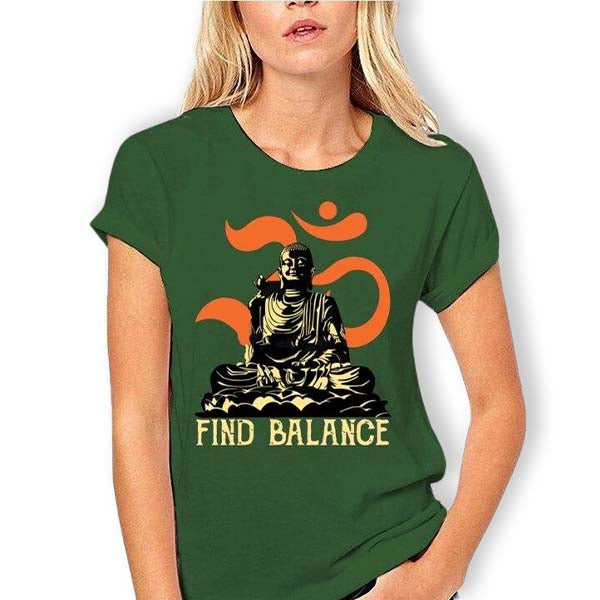 T-Shirt-Vert-Femme-avec-Bouddha