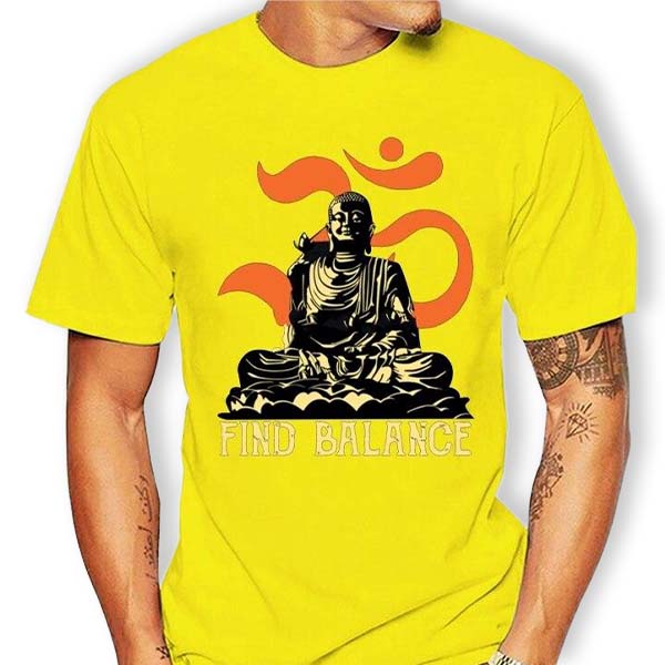    T-Shit-Bouddha-Jaune-avec-Symbole-AUM