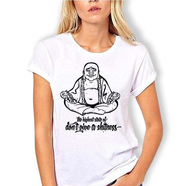    T-shirt-Fille-Blanc-Bouddha-Rieur