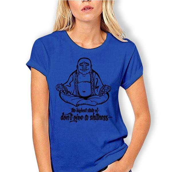    T-shirt-Fille-Bleu-Ciel-Bouddha-Rieur