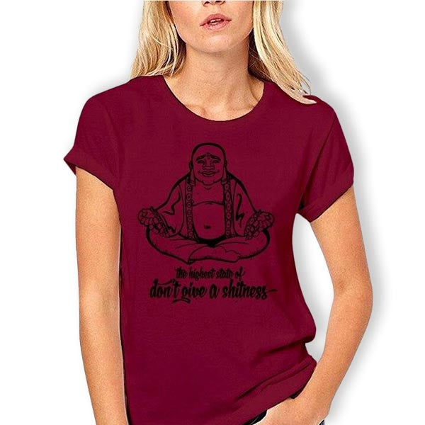    T-shirt-Fille-Rouge-Bouddha-Rieur
