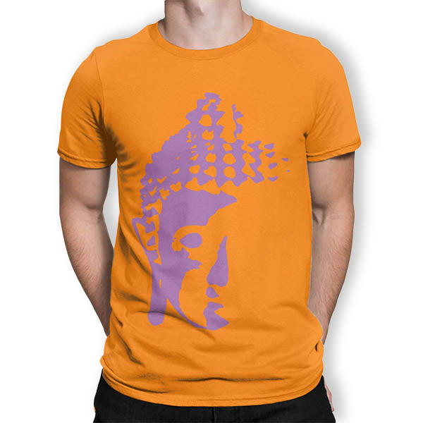T-shirt-Orange-avec-Tête-Bouddha