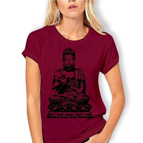 T-shirt-Rouge-Fille-Bouddha