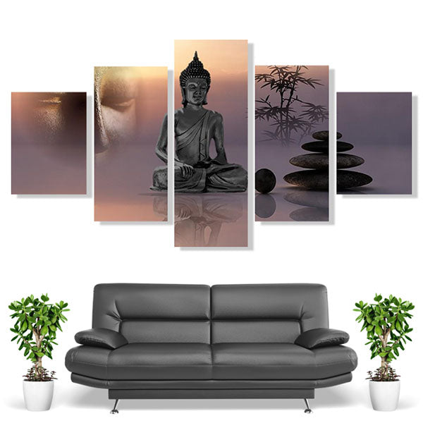 Tableau-5-Panneaux-Bouddha
