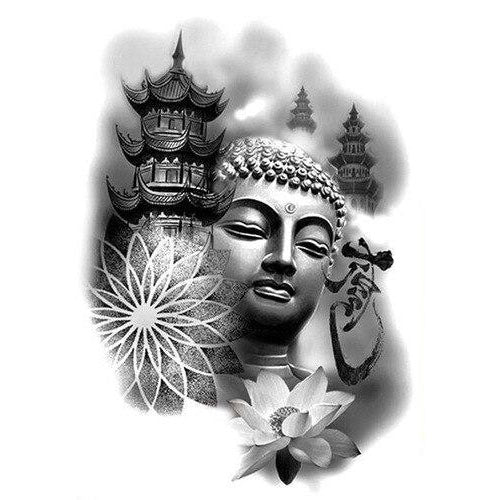 Tatouage-Bouddha-Ecriture-Chinoise-Lotus