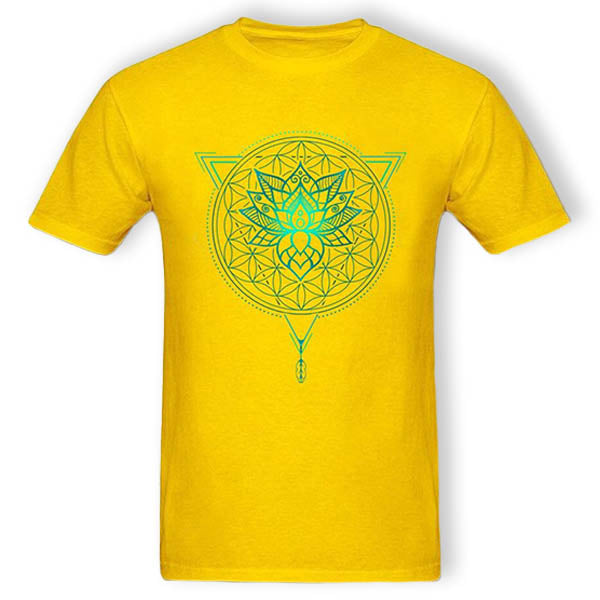    Tee-Shirt-Jaune-Mandala-et-Lotus