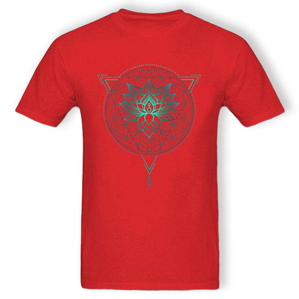    Tee-Shirt-Rouge-Mandala-et-Lotus