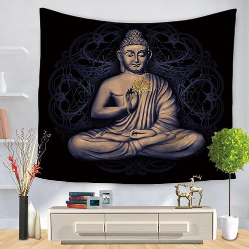 Tenture-Bouddha-Assis-Méditation