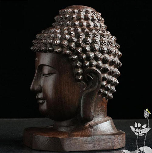 Tête de Bouddha en Bois Petite Taille