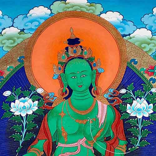 Thangka-Divinité-Bouddhiste-Tara-Verte