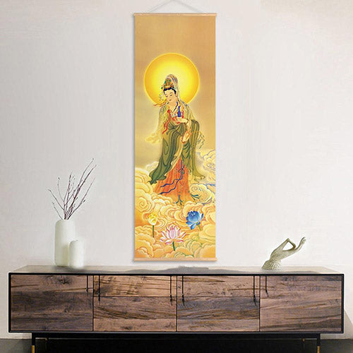 Toile-Canvas-Thangka-Bodhisattva-et-Lotus