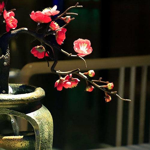    fontaine-a-eau-zen-fleur-abricotier-japon